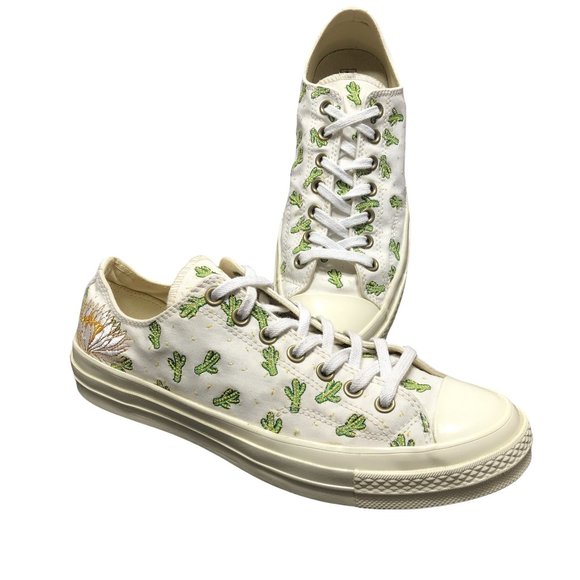 Converse Other - Converse CTAS Low White Upper Embroidered Cactus & Lotus- Unisex Size M 9, W 11